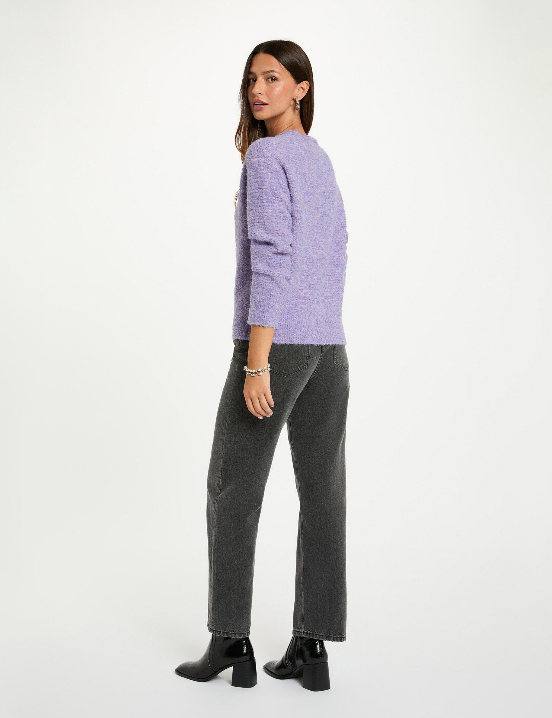 Cropped Round Neck Sweater Parma Purple Women