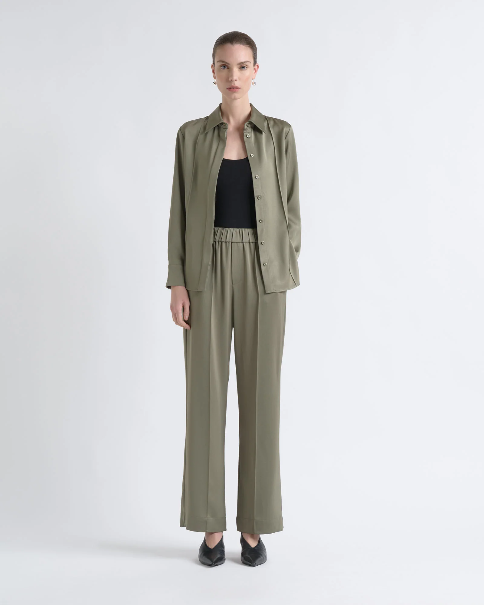 Satin Pin Tuck Shirt