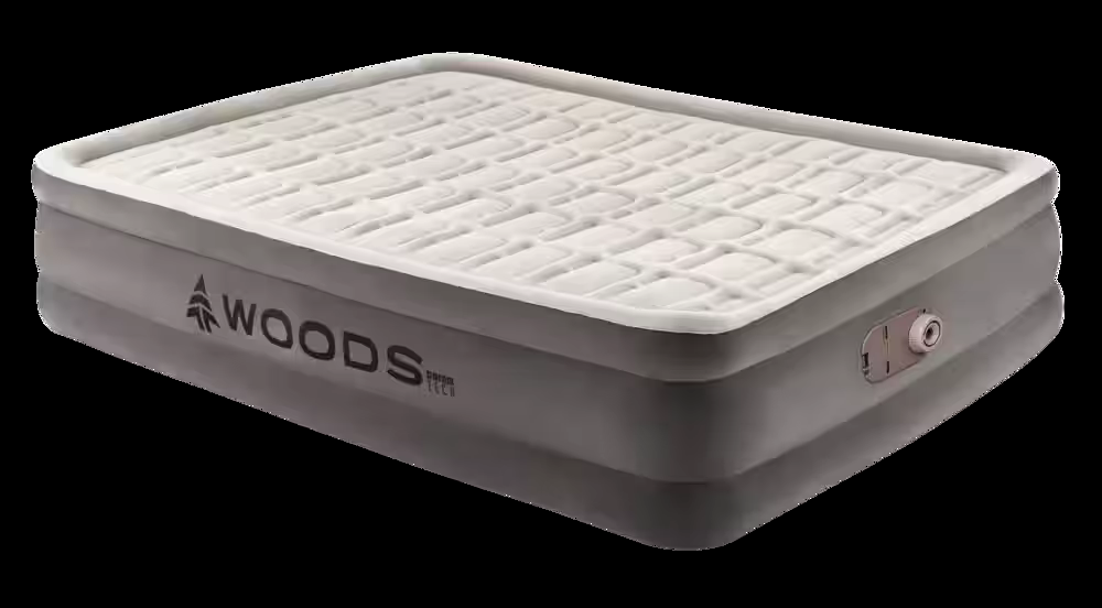 Woods Tritech™ Double-High Queen Air Mattress with Built-In 120V Pump