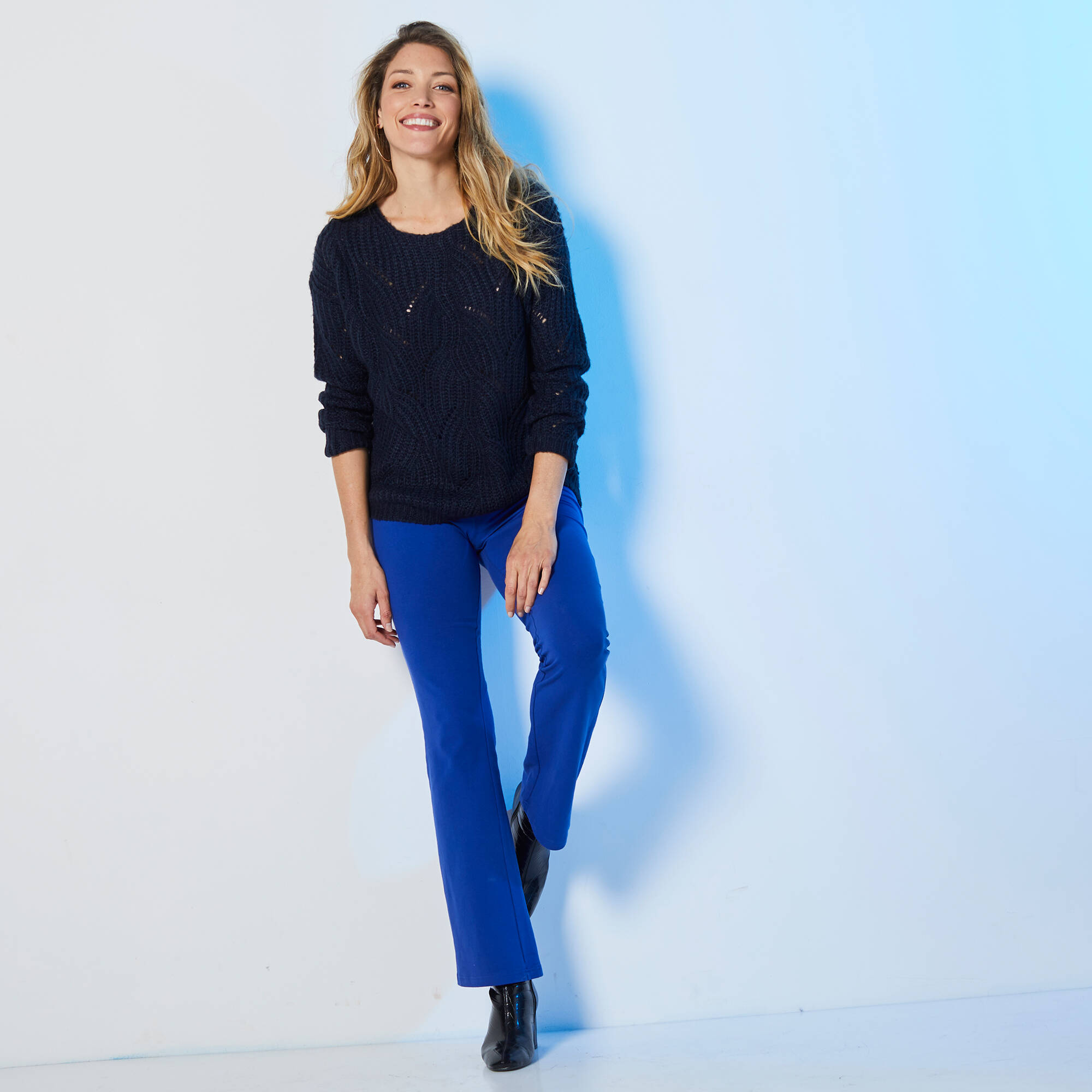 Legging bootcut uni, taille élastiquée