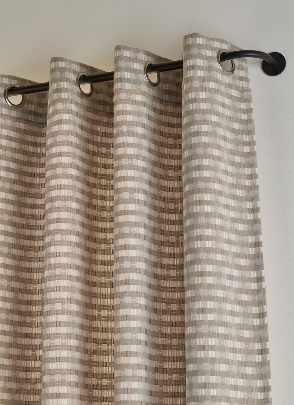 RIDEAU TAMISANT EN JACQUARD GÉOMÉTRIQUE BEIGE