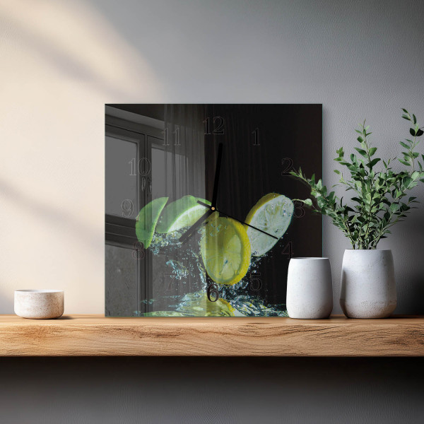 Zegar cytrusowy 30x30 Cytryna i Limonka owoce świeżość woda lód