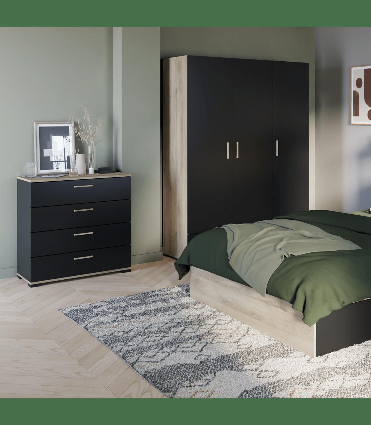 IZZY - Commode 4 tiroirs effet bois - L79,7 x H83 cm