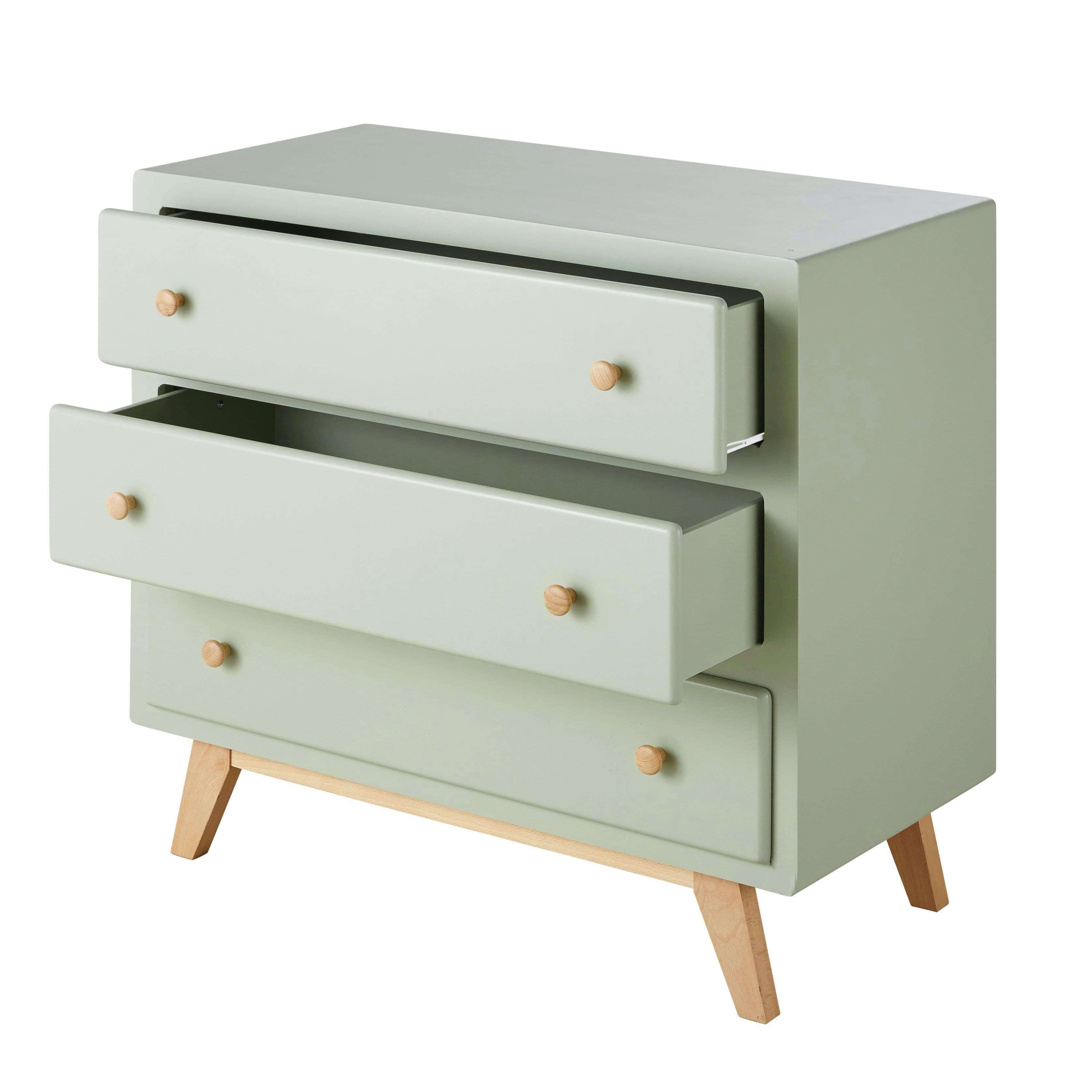 Sweet - Commode compatible plan à langer 3 tiroirs verte