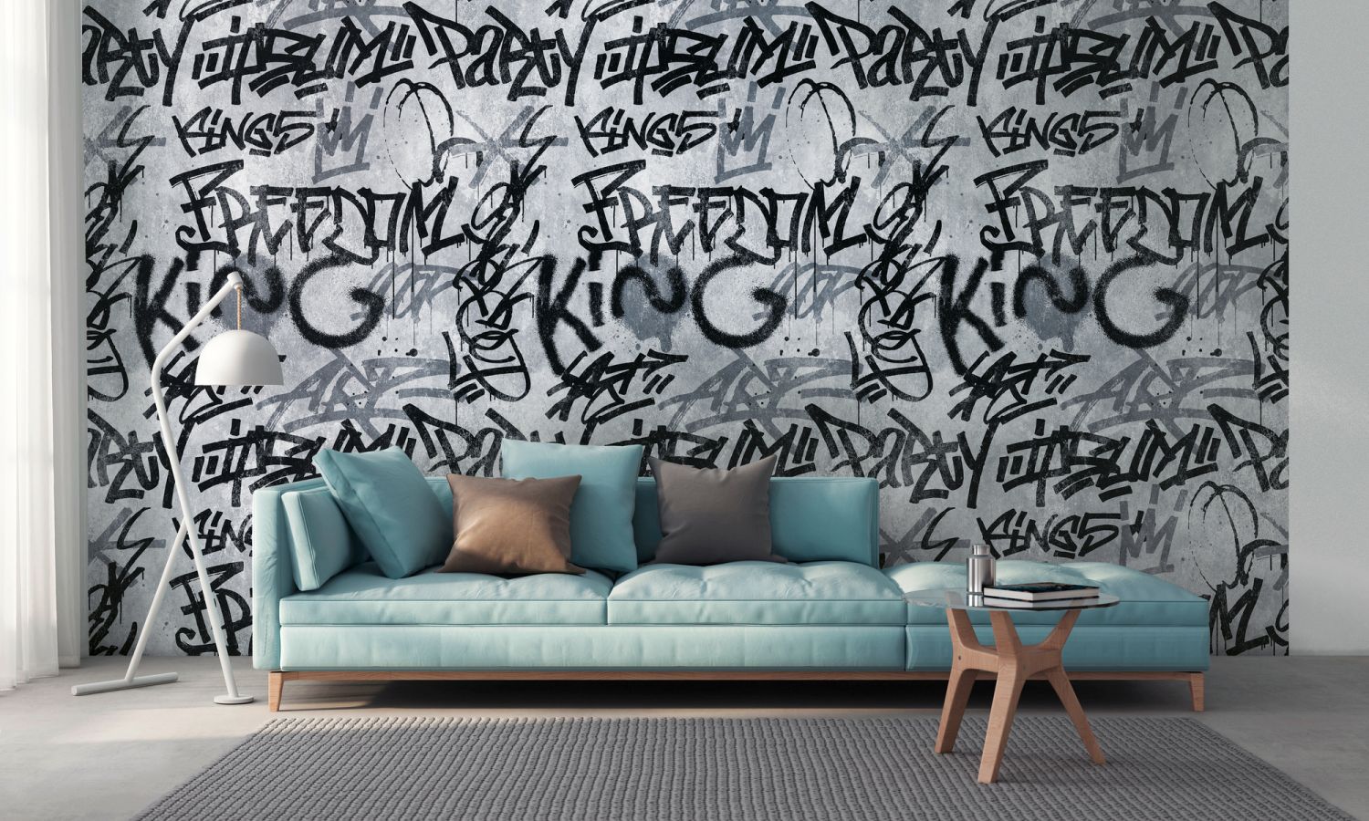 One Wall one Role fotobehang graffiti grijs en zwart - 159 x 280 cm - AS-382511