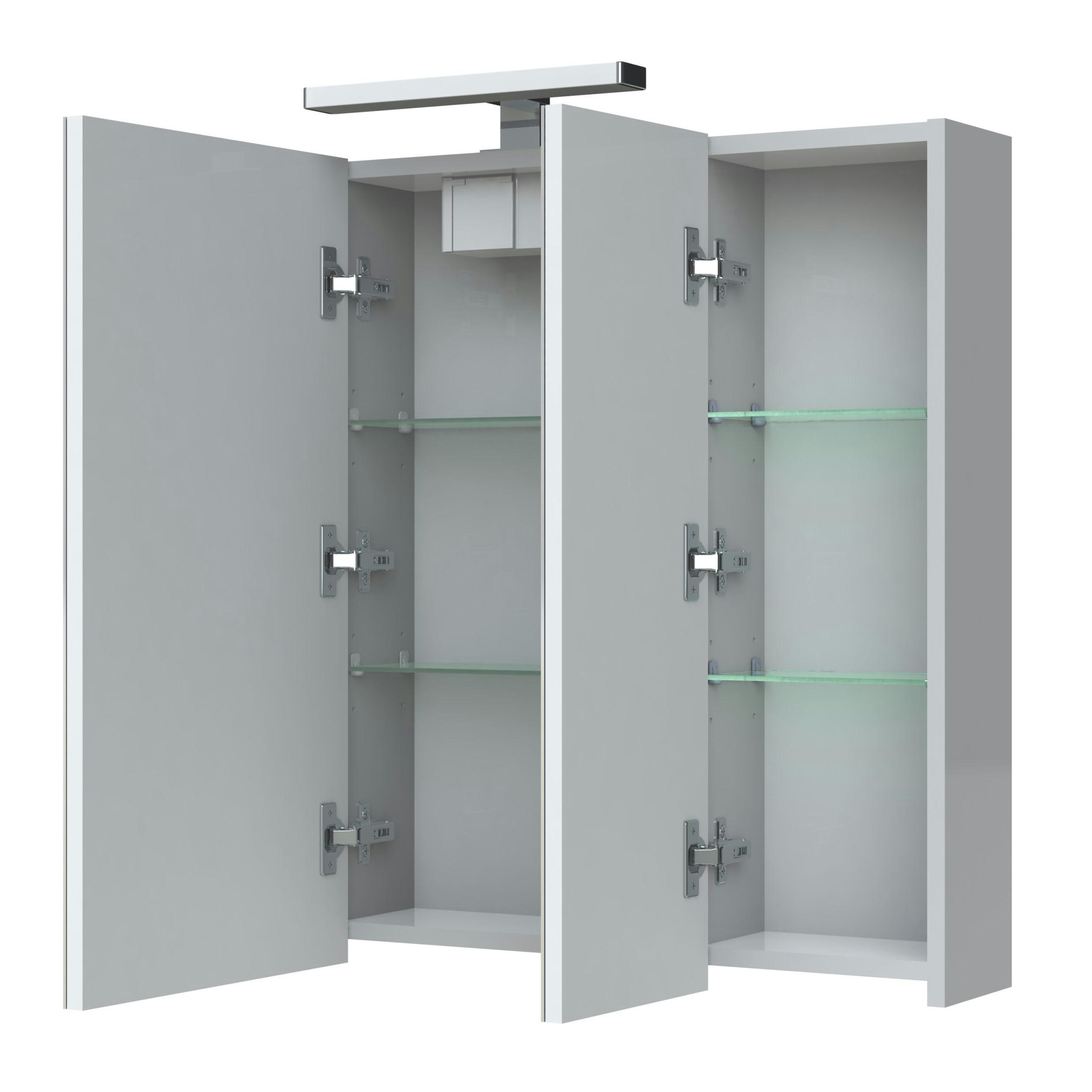 JUNO - Armoire de salle de bain murale avec miroir PPSM Blanc