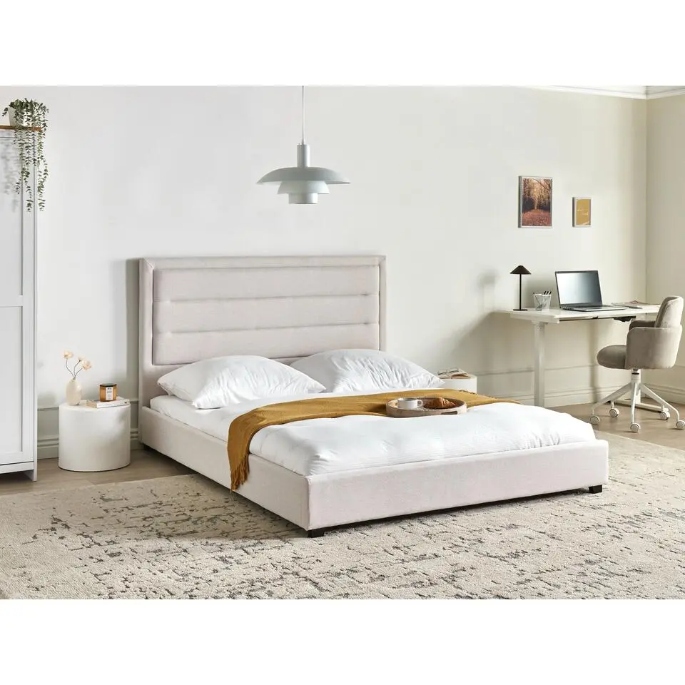 ROUEN - Bed - Lichtbeige - 160 x 200 cm - Polyester