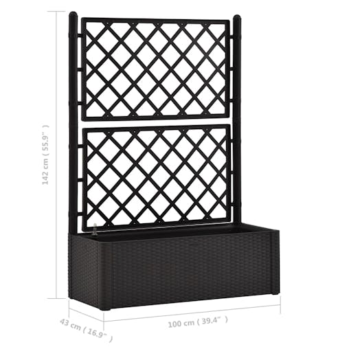 NNEVL Garden Raised Bed with Trellis and Self Watering System Anthracite