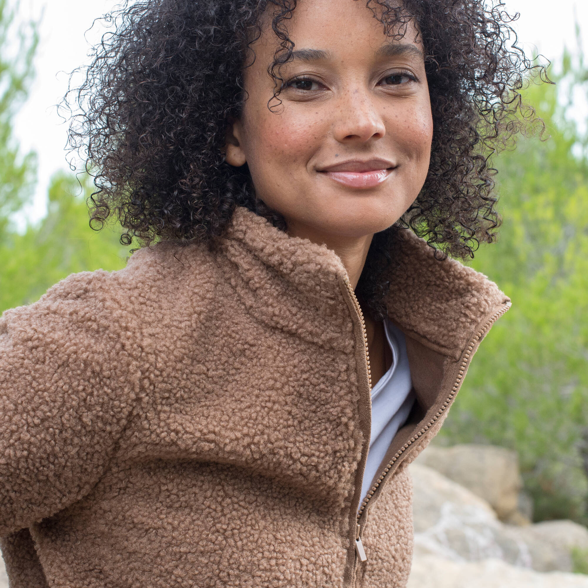 Veste zippée maille bouclette