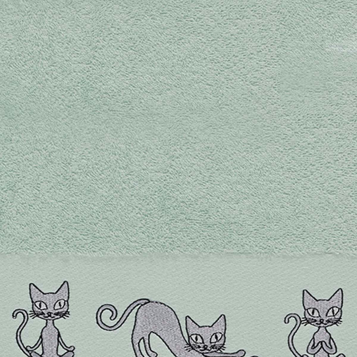 YOGI CAT - Serviette de toilette en coton Menthe 50x100 cm