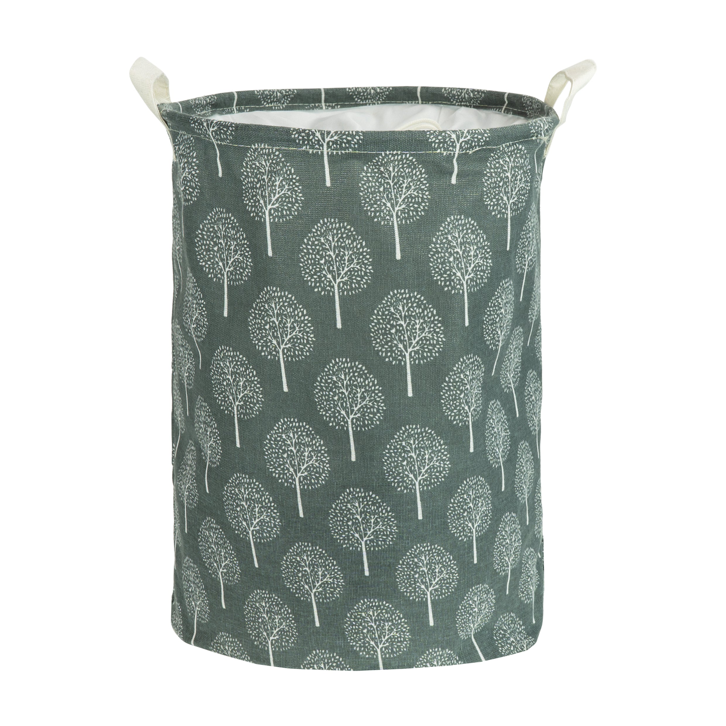 QUVIO Wasmand rond stof - boom - Grijs