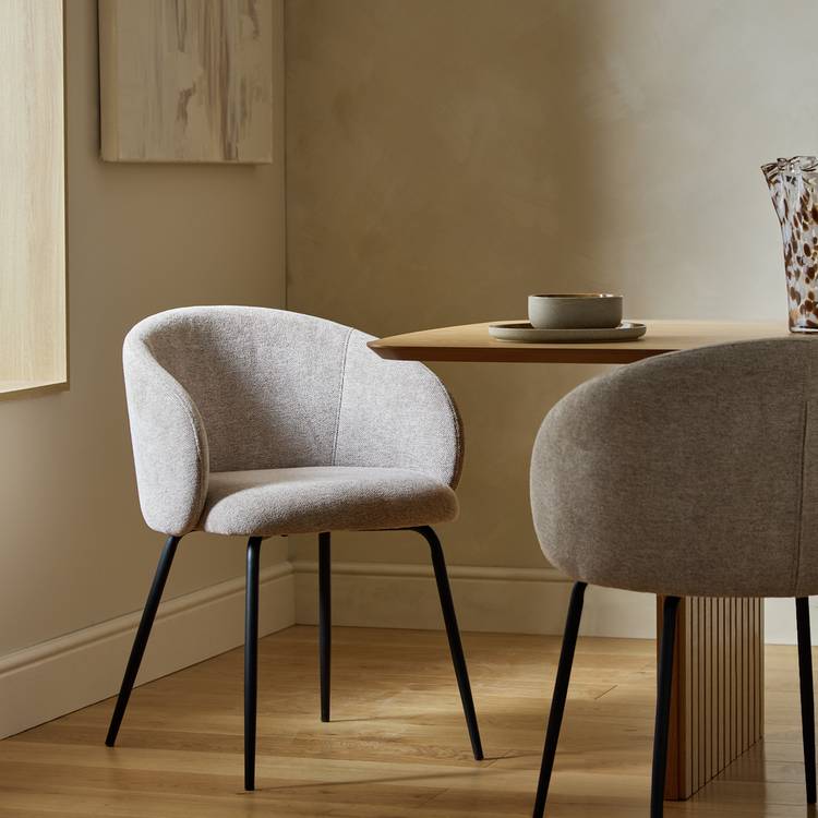 Habitat Quincy Pair of Fabric Dining Chairs - Natural