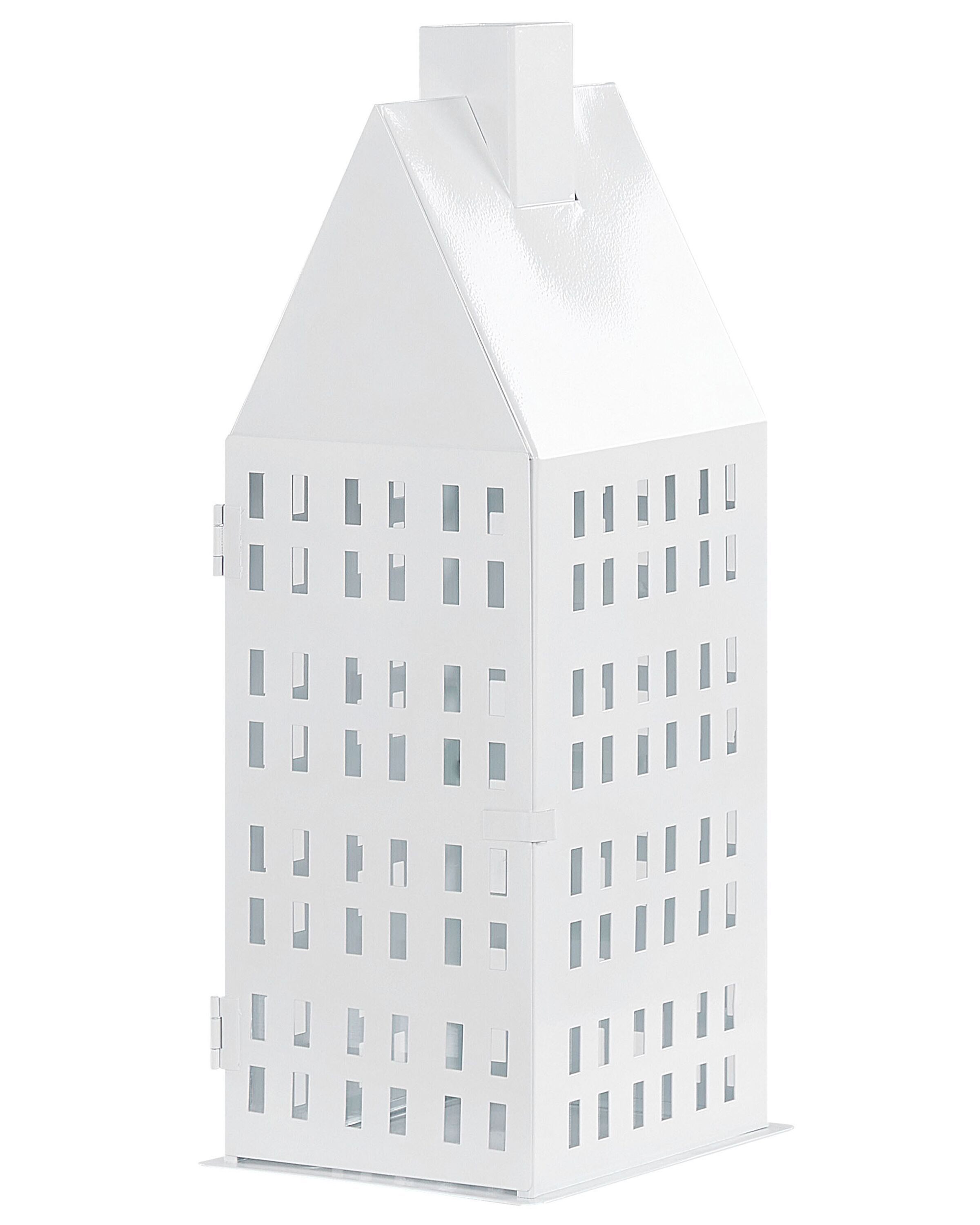Lampion dekoracyjny 40 cm metal biały domek