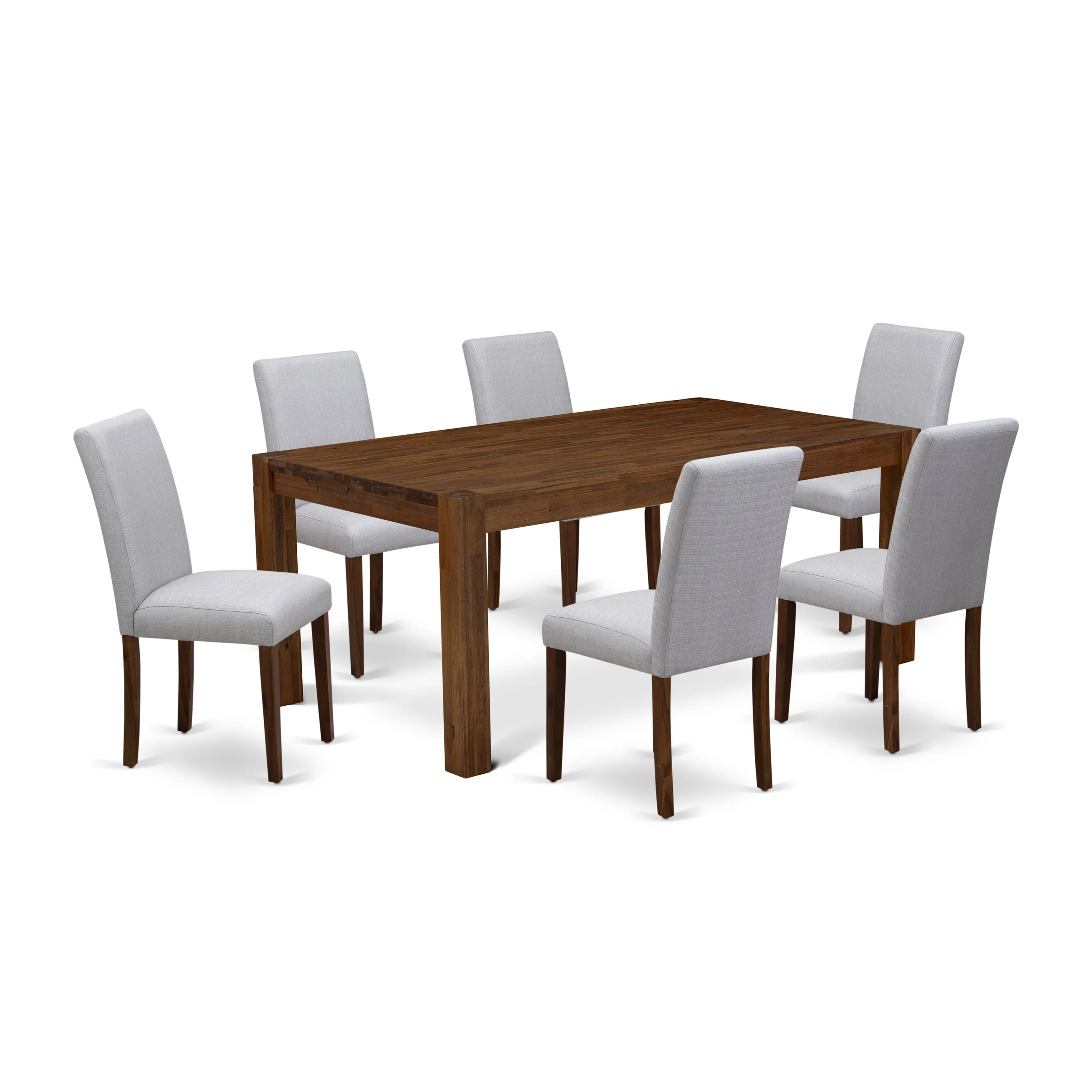 East West Furniture Dinette Set- a Wood Dining Table and Grey Parson Dining Room Chairs, Walnut (Pieces Options)