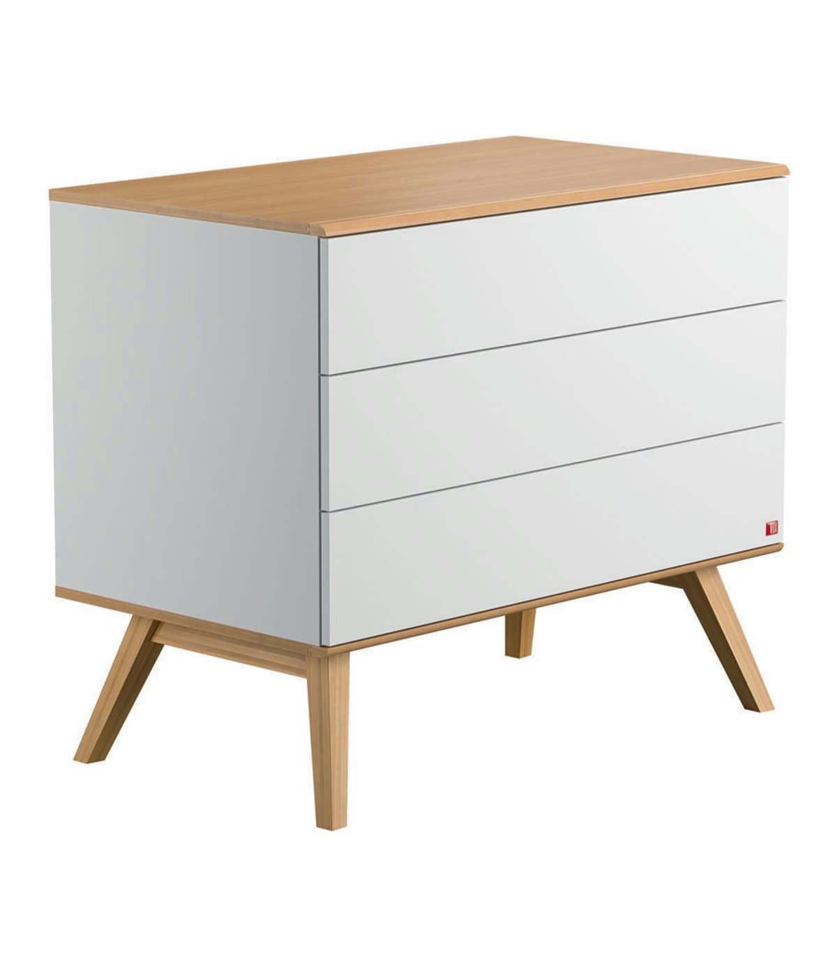 NATURE - Commode 3 Tiroirs avec Piétement en Chêne L100 cm - Blanc
