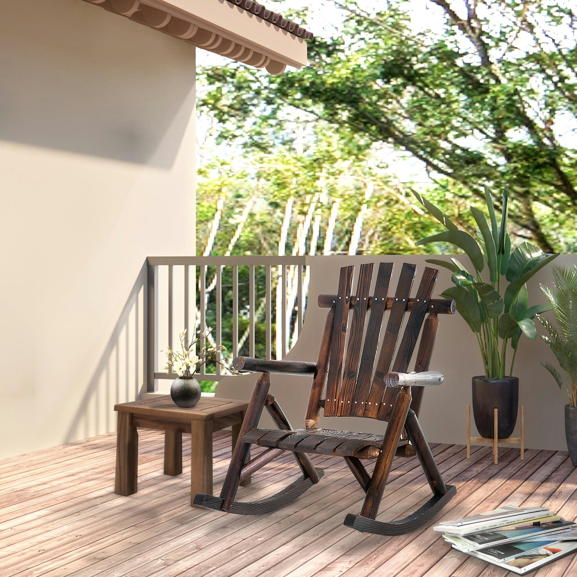 - Fauteuil de jardin Adirondack à bascule sapin traité carbonisation