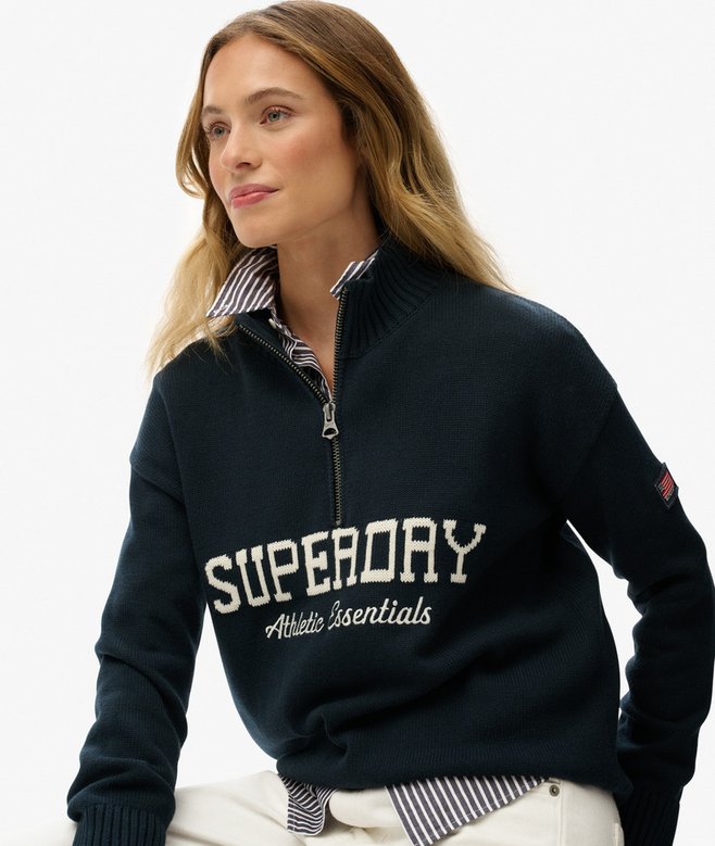 Slouchy Graphic Half Zip Jumper