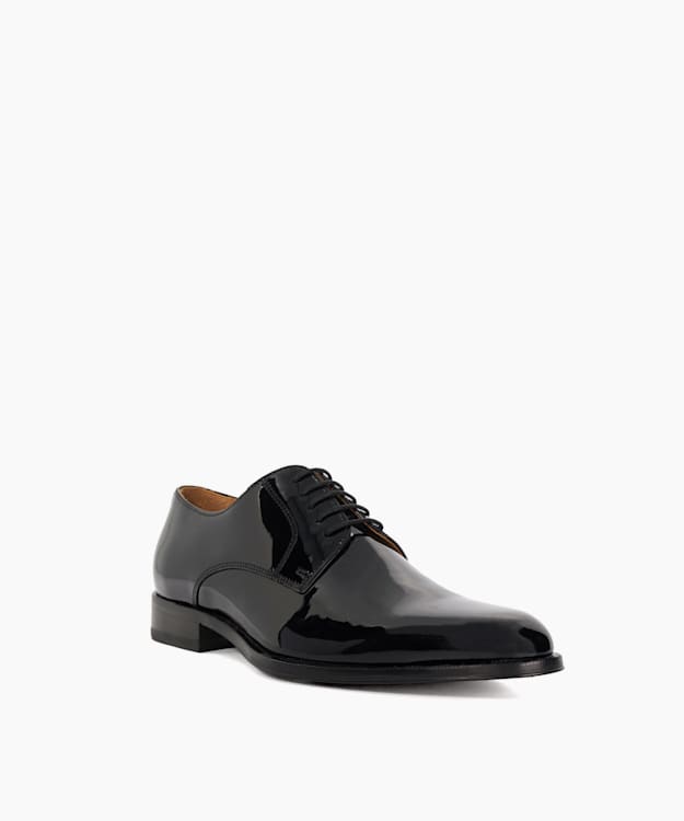 Salisbury Black - Wide Fit Premium Patent Leather Derby Shoes