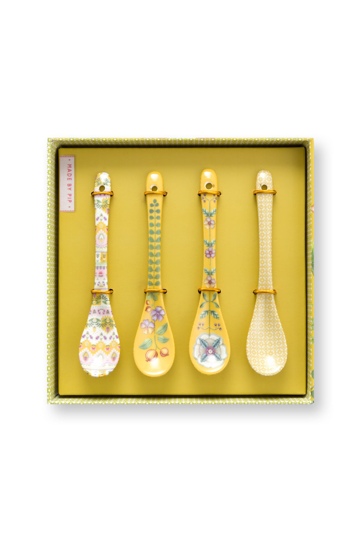 Pip Studio Theelepels Lily&Lotus - Porselein - Geel - Set van 4
