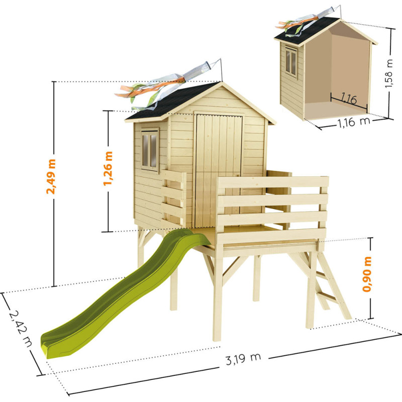 Cabane pour enfant Joséphine 3,19 x 2,42 x 2,49 m SOULET