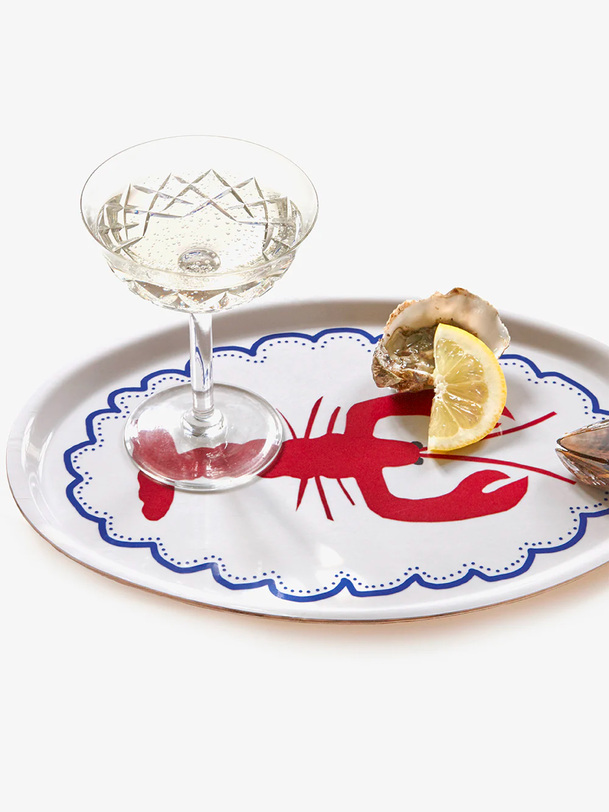 Plateau oval homard - blu kat blanc