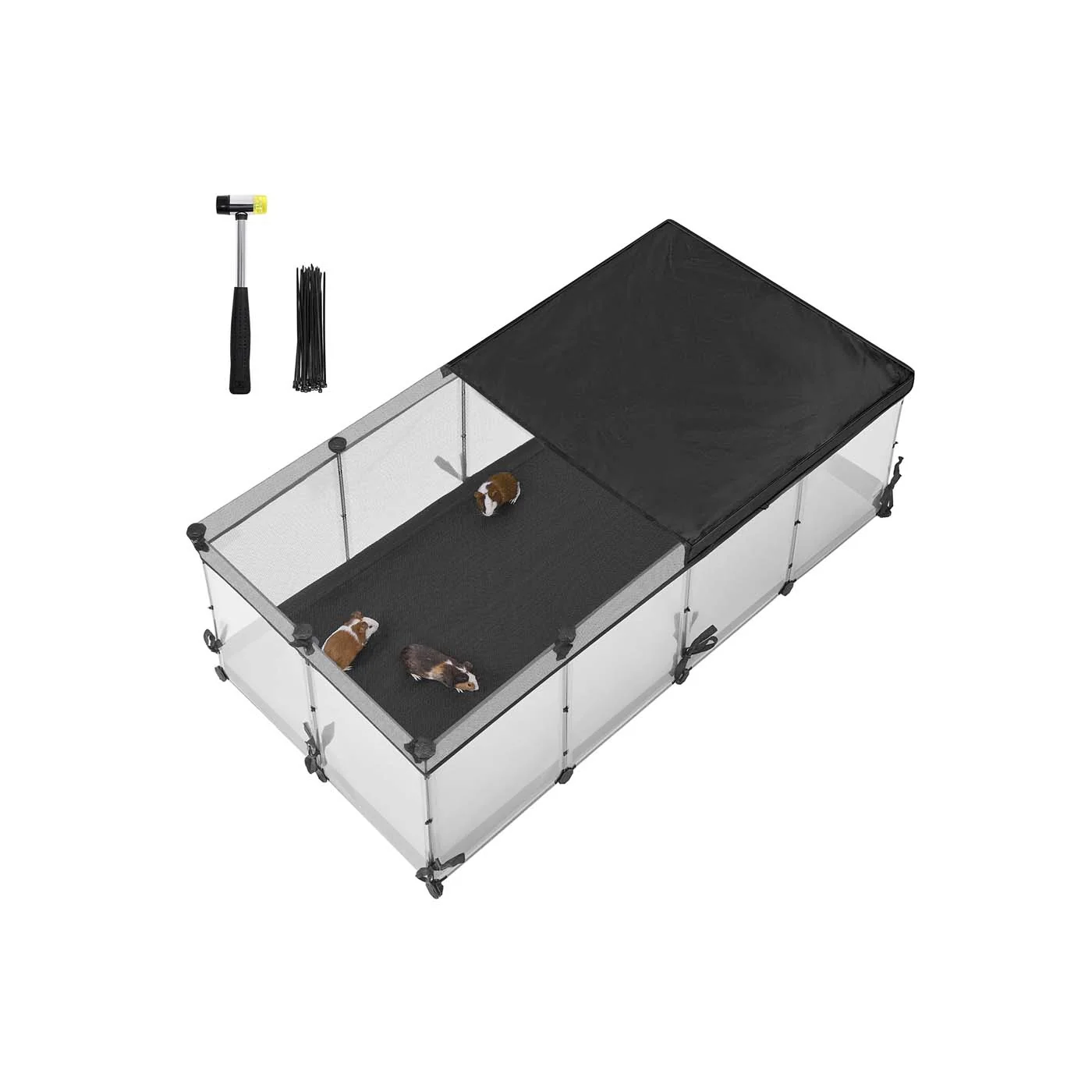 Parc respirant pour petits animaux avec panneaux translucides