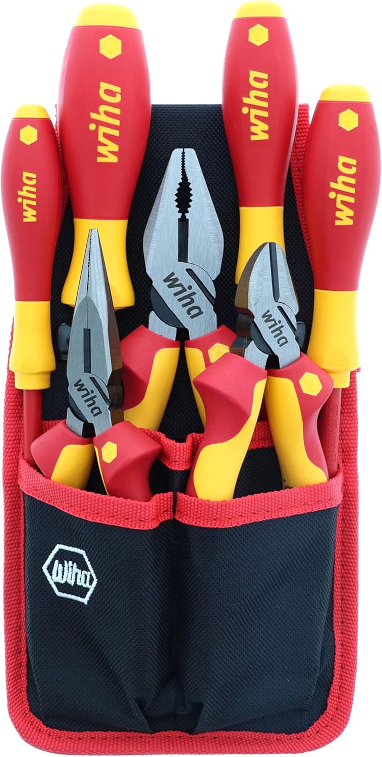Wiha 32985 7 Piece Insulated Industrial Pliers and Screwdriver Set