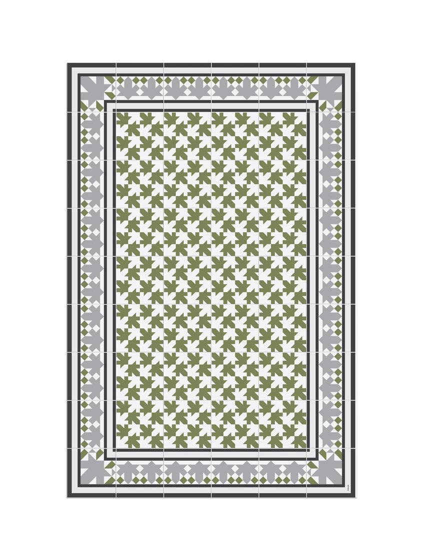 BARCELONE - Tapis en vinyle Petritxol vert 120x180