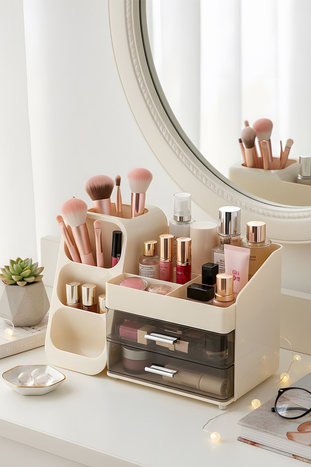 SHEONLY Modern Multi-Compartment Cosmetic Storage Organiser with Drawers