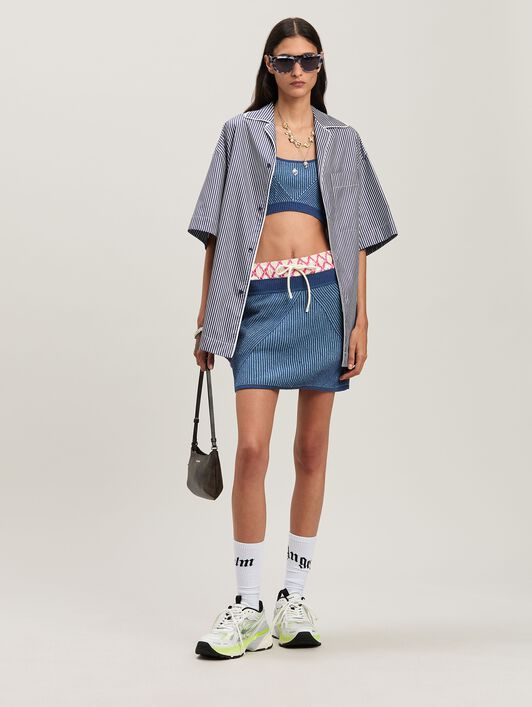 Curved logo striped shirt