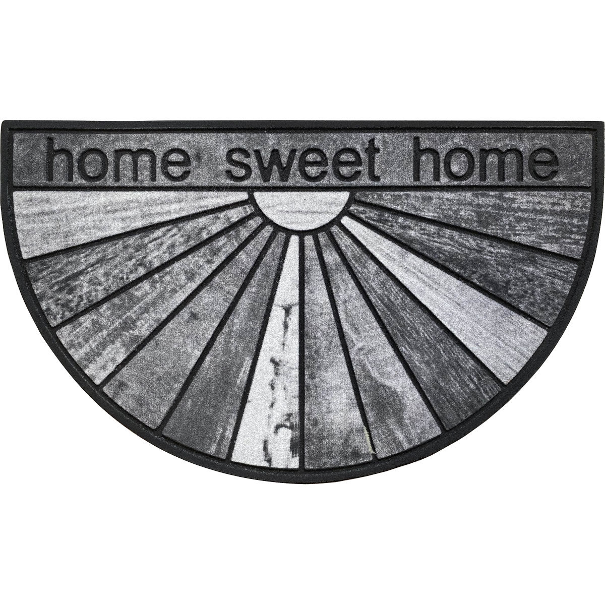 Tapete de entrada meia lua cinza HOME SWEET HOME 45x75cm