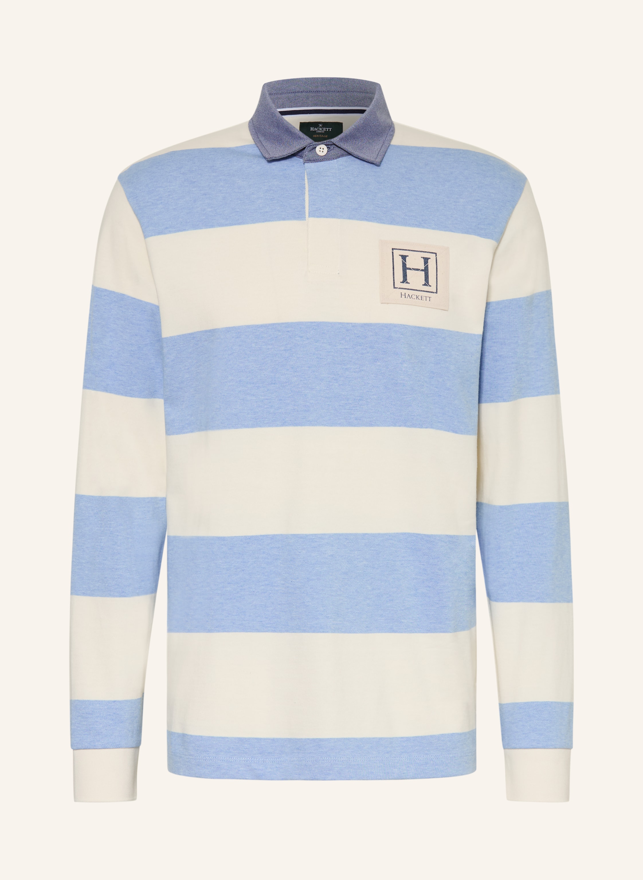 HACKETT LONDON Strick-Poloshirt im Materialmix