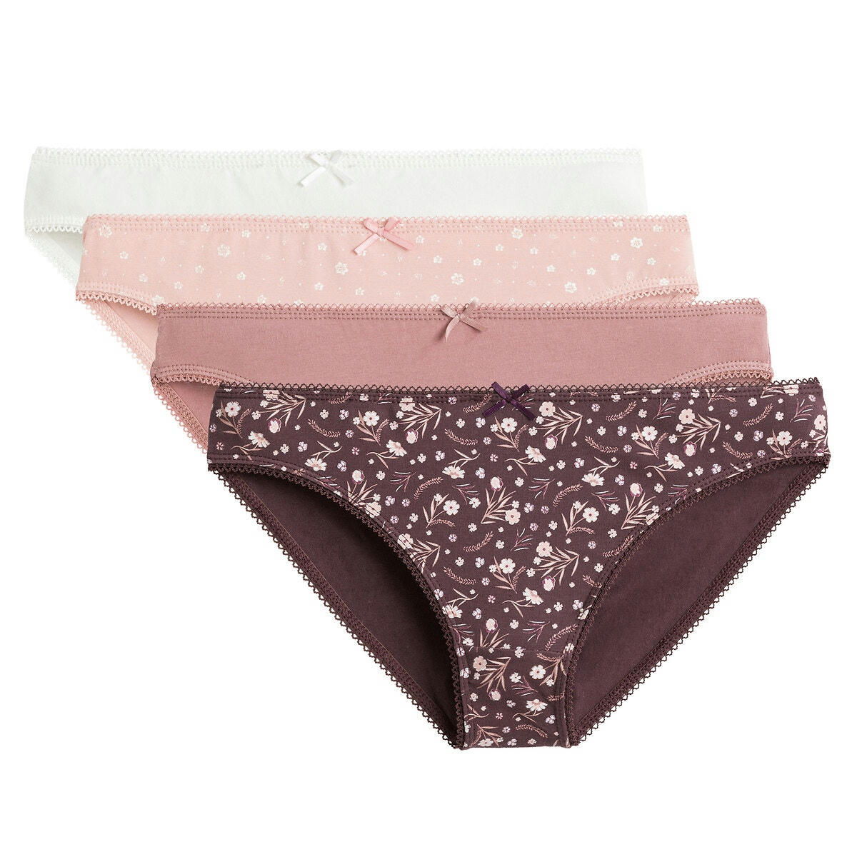 Lot de 4 slips imprimés en coton