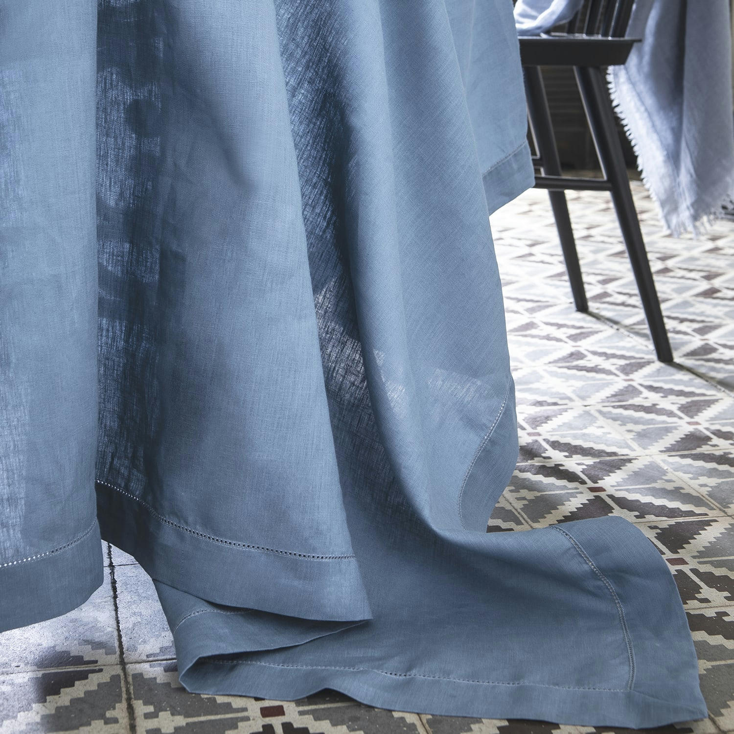 FLORENCE - Nappe en lin bleu egée 170x320cm