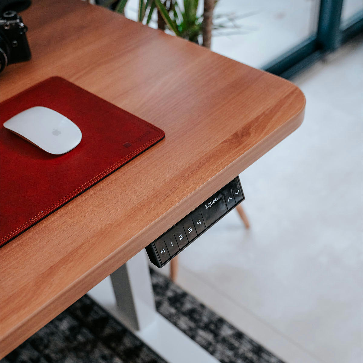 DYNAMIC - Bureau assis debout effet bois naturel 160x80