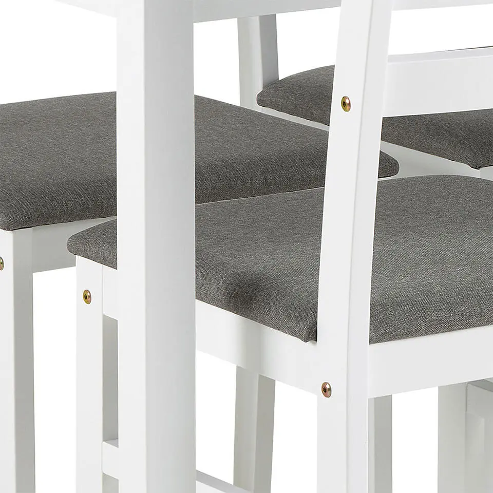 Hioshop Brayden eethoek tafel en 4 stoelen 70x110cm wit