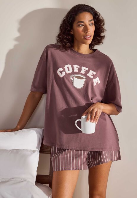 Womens Chocolate Coffee Short Pyjama Set