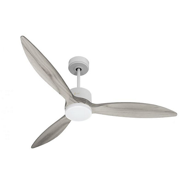 Modulo slim - Super destratificateur et ventilateur DC 132 cmBlanc pales bois gris avec Lumière 25 à 35 m²