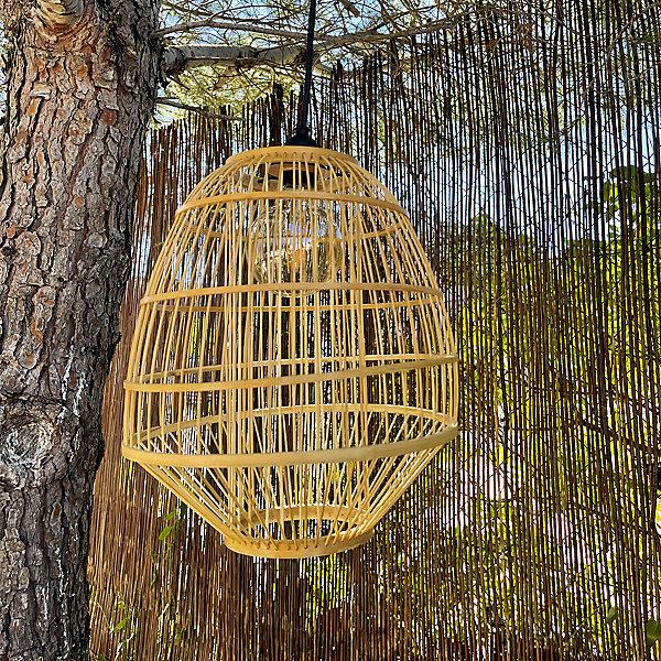 Abat jour bambou naturel E27 40W IP44 l.30 x H.35 cm