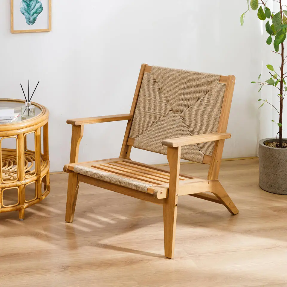 Binnen- / buitensfauteuil van massief acaciahout