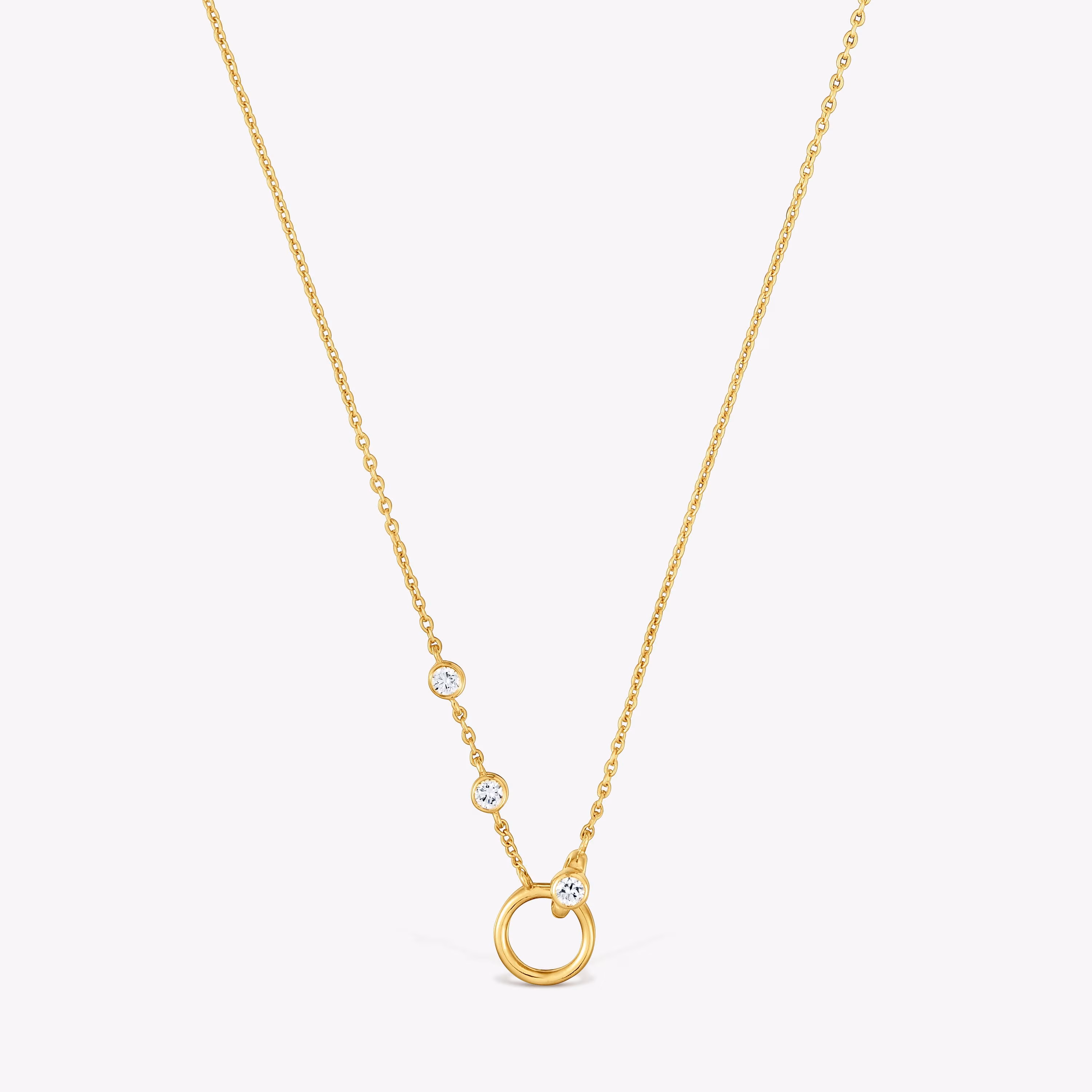 Collar con baño de oro 18 kt sobre plata y diamantes creados en laboratorio Straight LGD