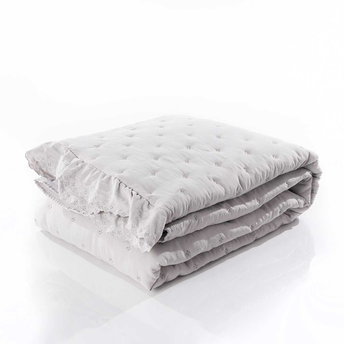 Edredão AMALFI cinza com renda 250x260cm