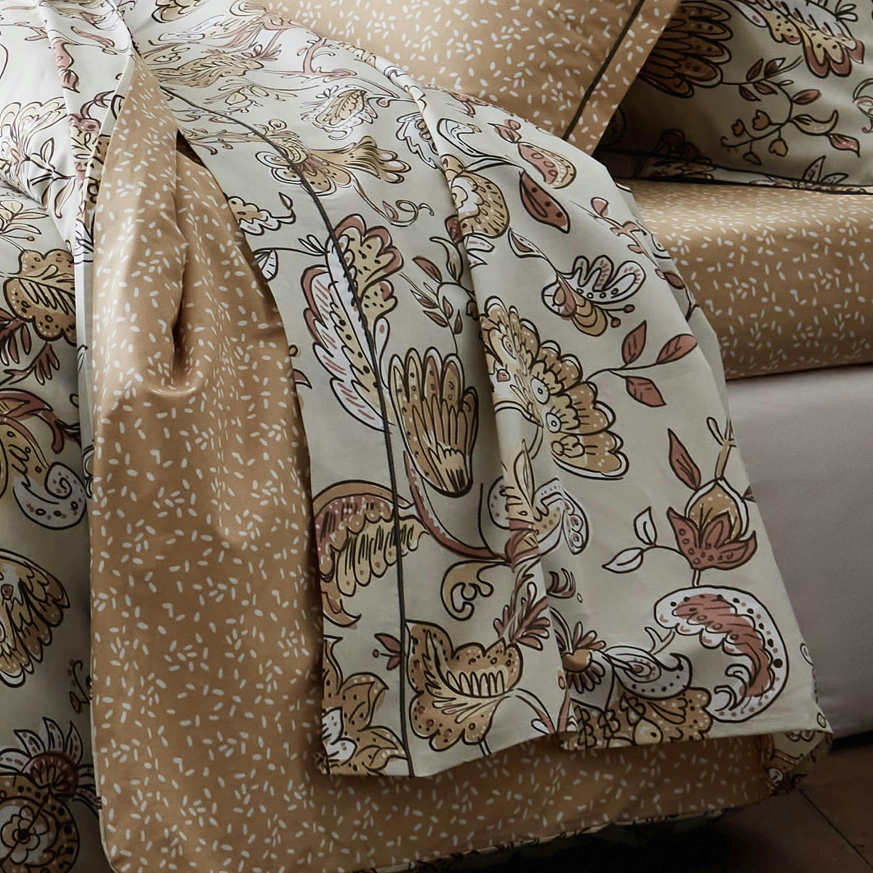 - Housse de couette santal melba percale de coton/coton beige 140x200 cm