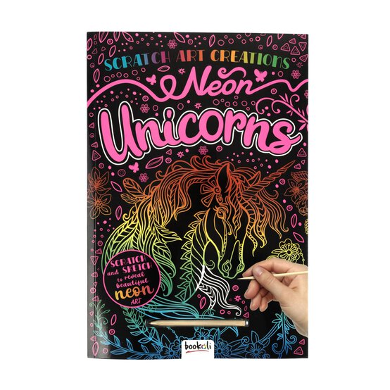 Neon Unicorns Scratch Art Creations Book