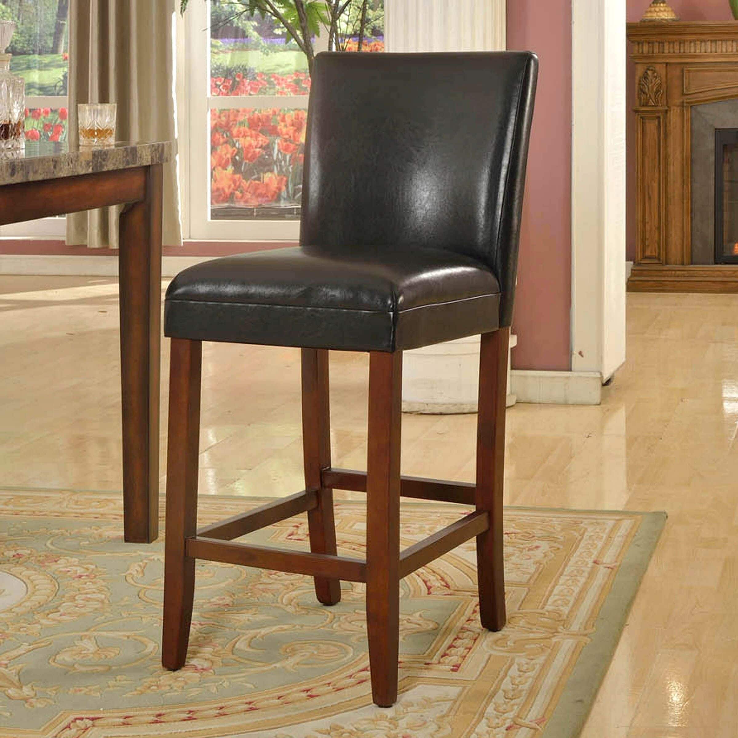 HomePop 29-inch Luxury Black Faux Leather Barstool - 29 inches