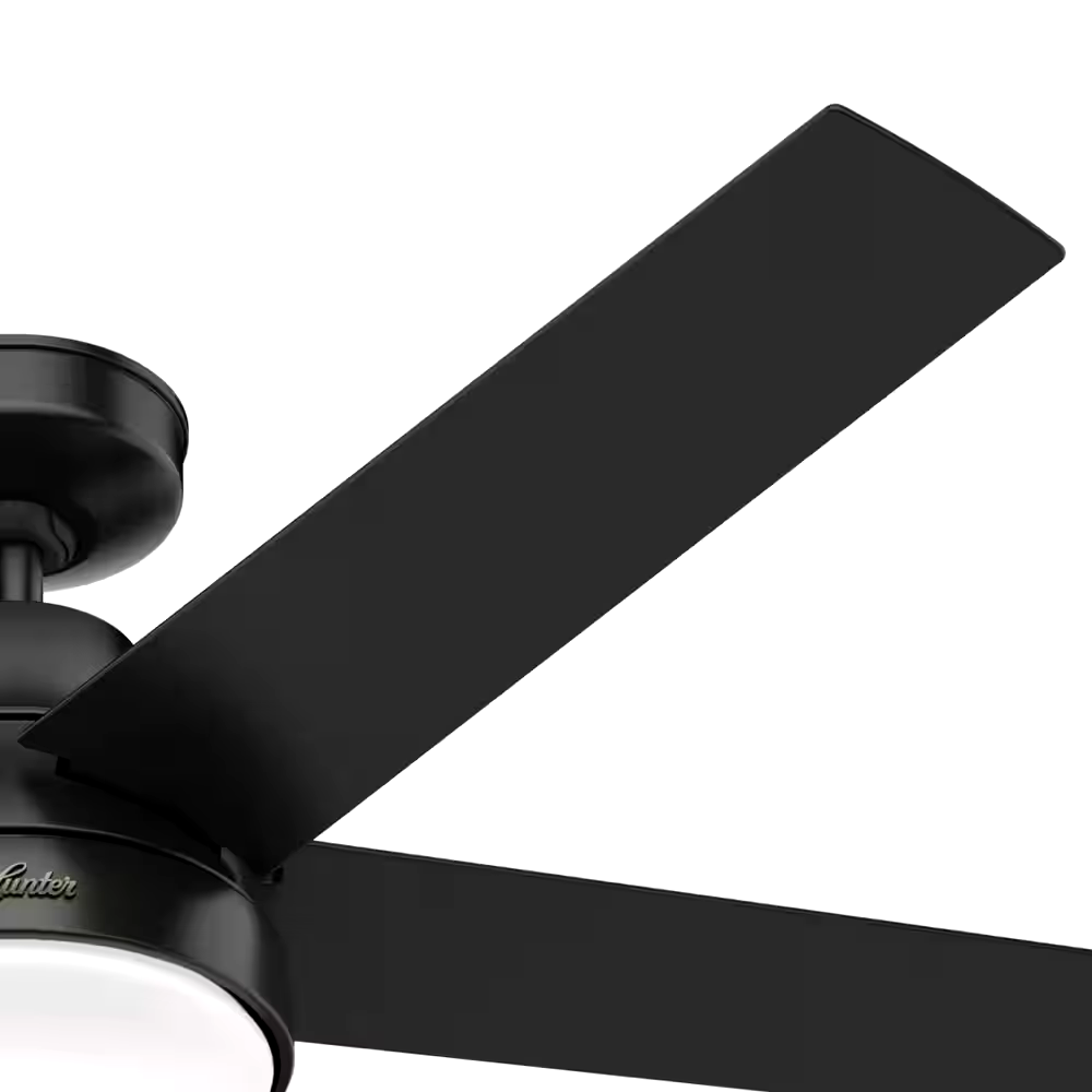 Hunter Aerodyne Smart 5-Blade 4-Speed Indoor Ceiling Fan with LED Lighting & Remote, 52-in, Matte Black