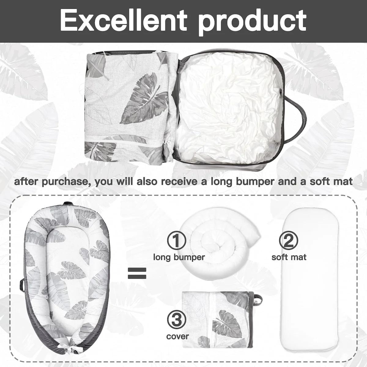 Mamibaby Baby Lounger Cover- Ultra Soft 100% Cotton & Nest Pillow Cover for 0-24 Months, Portable Adjustable Infant Cover