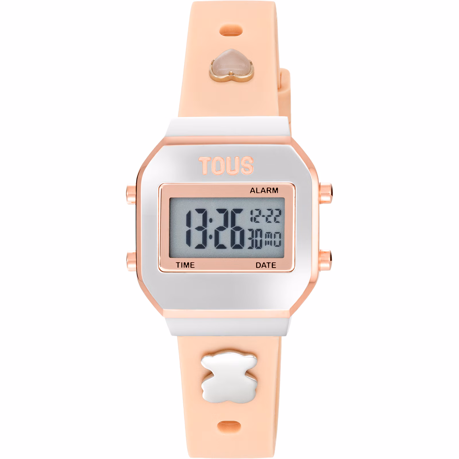 Reloj digital con correa rosa, acero rosado y gemas XPRESURSLF