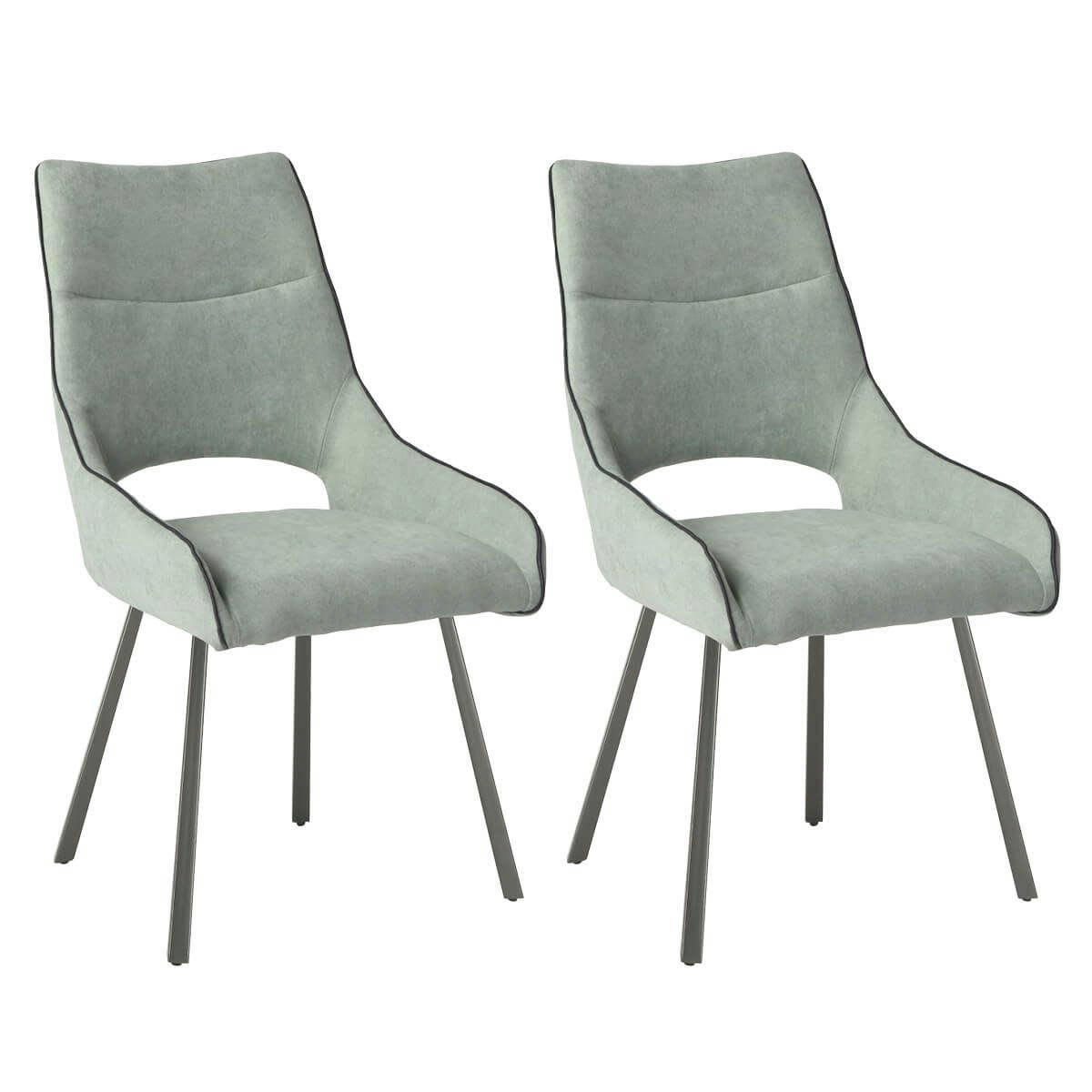 AMADO - Lot  de 2 chaises tissu coloris vert d'eau