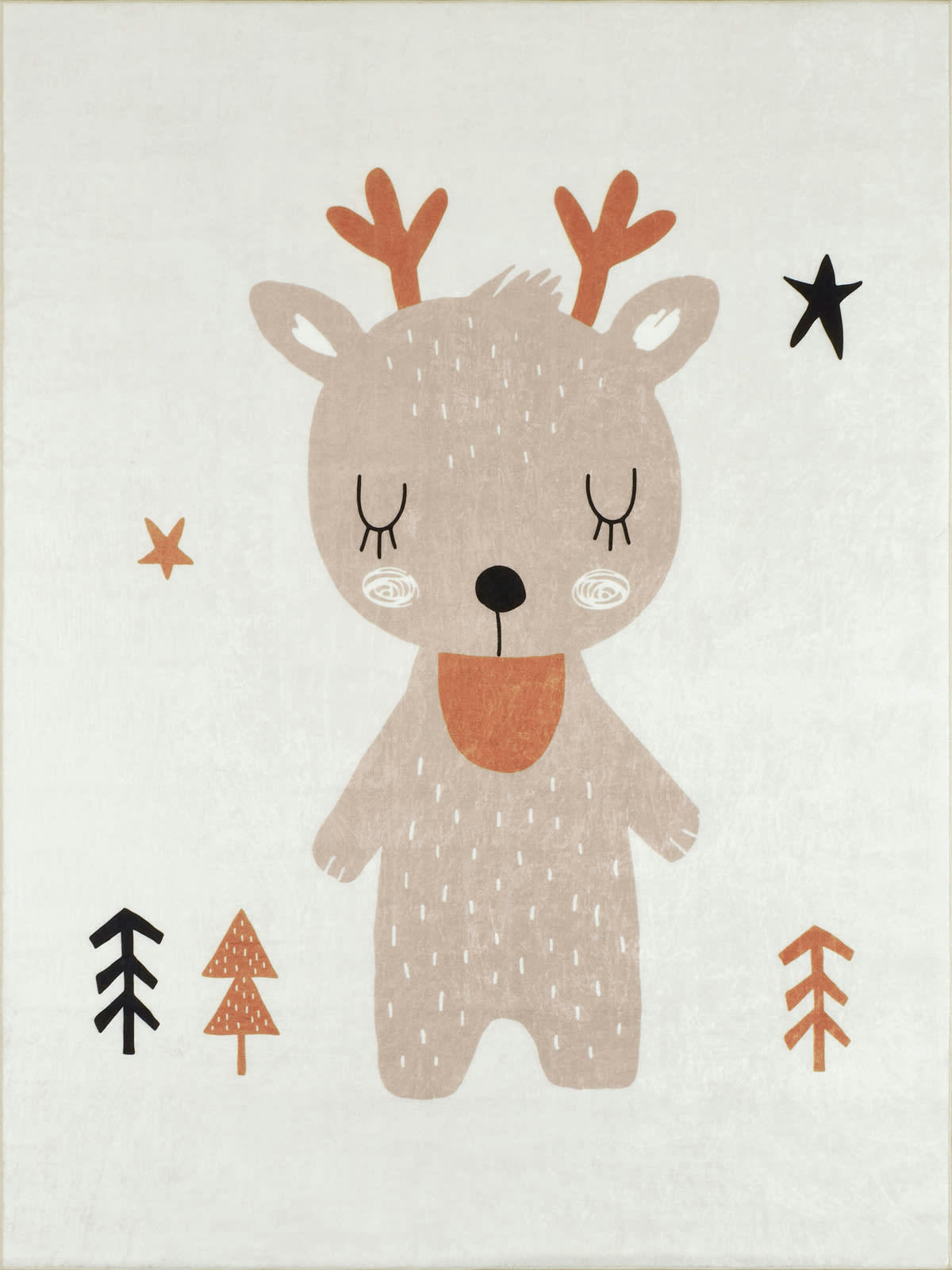 HAPPY - Tapis enfant cerf  marron 120x160